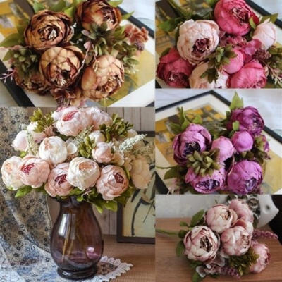 

Artificial Silk Peony Flowers Home Wedding Party Bridal Hydrangea Bouquet Decor