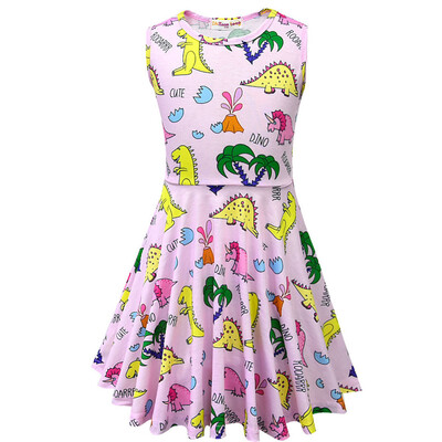 

Toddler Kid Baby Girl Cartoon Dinosaur Letter Printed Casual Dress Clothes