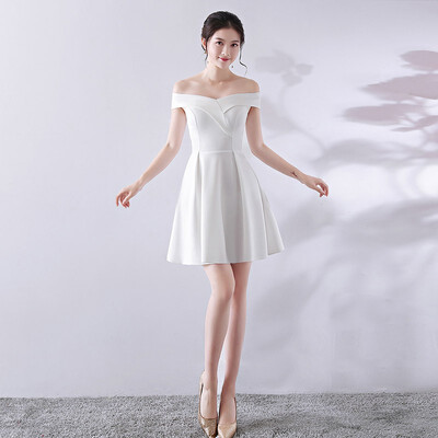 

Sexy Boat Neck Evening Dress Simple Off The Shoulder Short Sleeve Short Party Evening Dress
