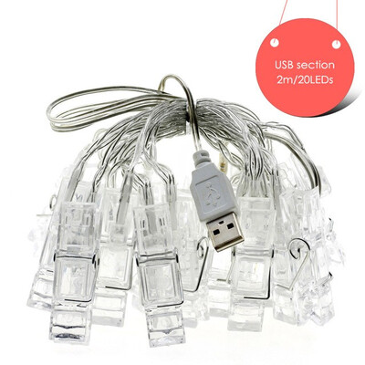 

LED String Light Clip Lamp 20LED 40LED 100LED Card Photo Decoration Christmas Wedding Holiday Light