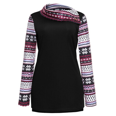 

Starmoon Womens Turtleneck Loose Long Sleeve Print Tops Blouse Pullover Tops Shirt