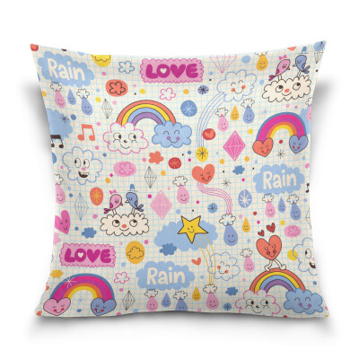 

ALAZA 16 X 16 inch Pillow Case Decorative Cushion Cover Clouds Rainbows Pattern Pillowcase