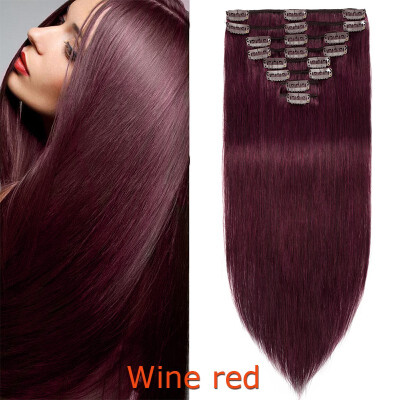 

100 Human Hair Real Thick Women Girls Long Straight Full Head Hair Extension Clip In Hair Extension