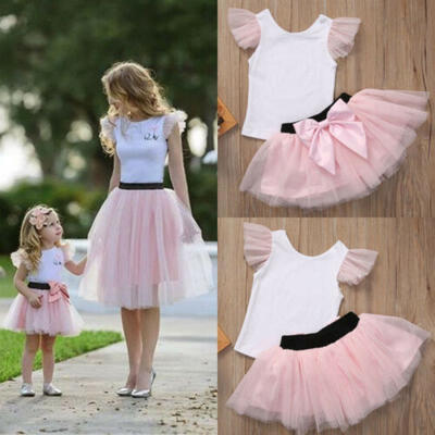 

Family Matching Women Baby Girl Kid Outfits Tops T-shirt Skirt Tutu Dress UK ght
