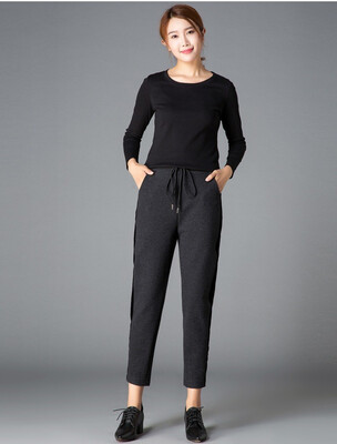 

New winter 2018 woollen trousers with high waist&slacks for womens feet are thickened to show thin radish trousers