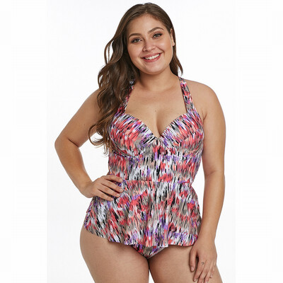 

Swimwear to increase tie dyed printed vest split swimsuit