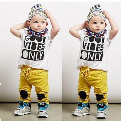 

Letters Print 2pcs Toddler Baby Boy T-shirt TopsLong Pant Trousers Outfits Clothing Set