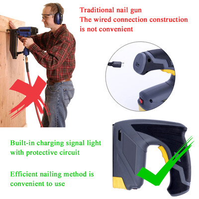 

Wireless Lithium Battery Electric Rechargeable Lightweight Portable Home Nailer Staple Installation Woodworking DIY Supplies Naili