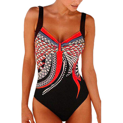 

Saidsome Women Summer Backless Sexy Print Swimwear Beachwear Siamese Swimsuit Bikini Set
