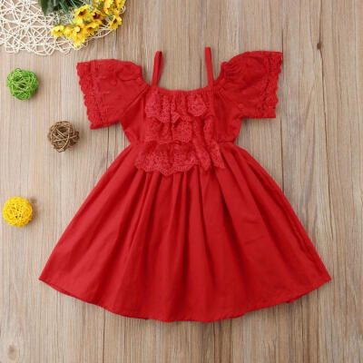 

Baby Kids Girls Summer Off Shoulder Lace Dress Princess Party Tutu Dress Clothes
