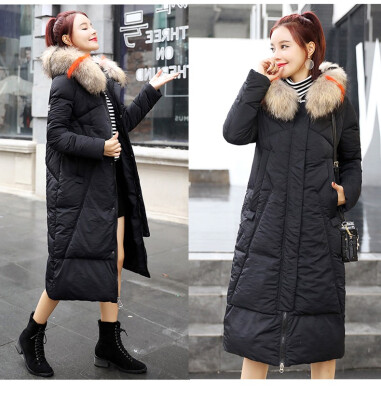 

Winter 2018 new womens dress Korean version of long style winter coat down cotton winter coat womens fashion cotton padded jacke