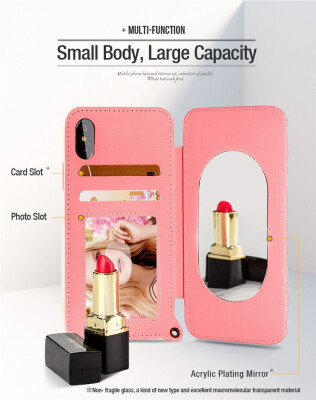 

Lady Makeup Mirror Card Holder Slot Hard Back Cover Phone Cases For iphone X 6s 7 8Plus Business Wallet TPU Denim Phone Cases