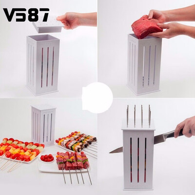 

BBQ Kabob Maker Kabob Maker 16 Holes Meat Skewer Kebab Maker Box Machine Beef Meat Maker with 32 Bamboo Skewers