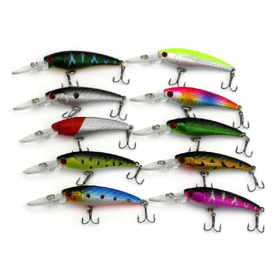 

HENG JIA 10pcs Simulated Fishing Lures Long Tongue Colorful Baits Hard Fish Hook Tools of Angling