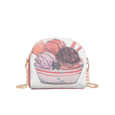 

Cartoon Print Shoulder Handbags Women Canvas Zipper Chain Crossbody Bags