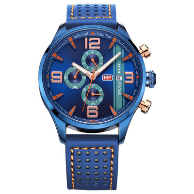 

BOFUTE Male Watches Business Watch Three Eyes Six Needles Calendar Luminous Waterproof Genuine Leather Strap 0016G