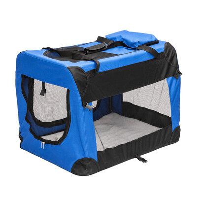 

Ktaxon Dog Crate Soft Sided Pet Carrier Foldable Training Portable Cage House Blue XL