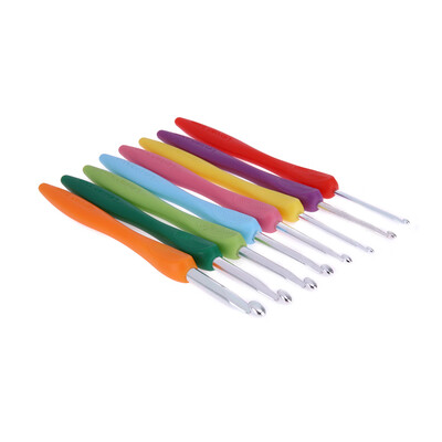 

Soft Handle 8pcs Colorful Aluminium Crochet Hooks Knitting Needls Set