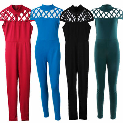 

Womens Hollow Playsuit Bandage Bodycon Party Jumpsuit Romper Trousers Evening