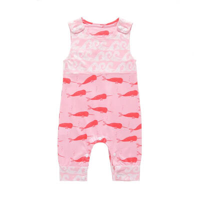 

Boys Girls Cute Whale Print Romper Kids Infant Sleeveless O-neck Jumpsuit