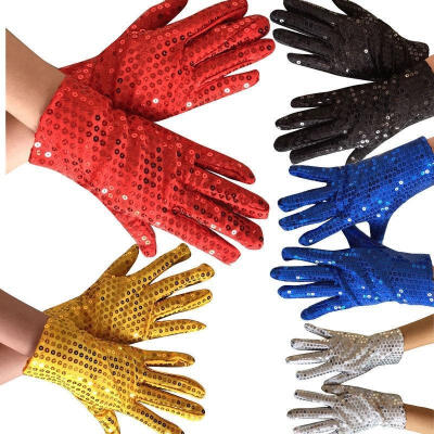 

Halloween Sparkle Sequin Wrist Gloves for Party Dance Event Audlt Unisex Costume