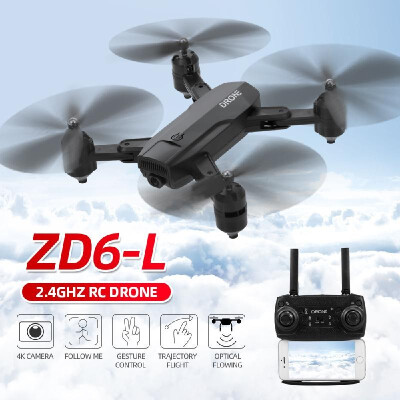 

ZD6- 24GHz RC Drone with Camera 4K Wide Angle RC Quadcopter with Optical Flow Positioning Trajectory Flight Follow Me Gesture Co