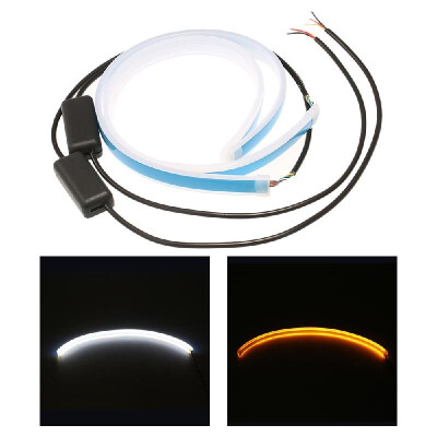 

2Pcs 24" Headlight LED Strip Daytime Running Light DRL Car Flexible White Amber LED Strip Turn Signal Light