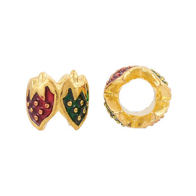

Chinese Style Alloy Enamel European Style Beads Large Hole Beads Rondelle with Strawberry Golden Colorful 995x8mm