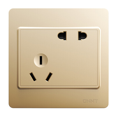 

Chint CHNT switch socket panel oblique five-hole socket 10A champagne gold NEW7I series