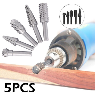 

5pcs Hss Power Tools Woodworking Rasp Chisel Shaped Rotating Embossed Grinding Head Power Tool Engraving Pattern Cutter Milling