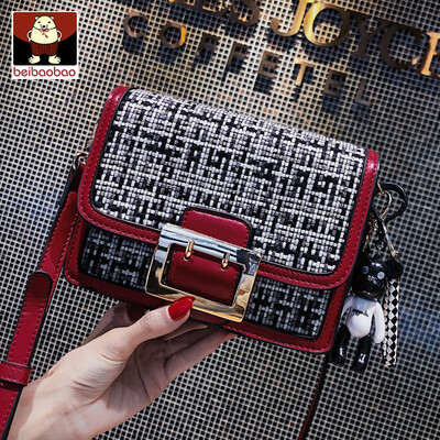 

Womens bag2019 new style Korean fashion check single-shoulder bag simple belt diagonal&small square bag