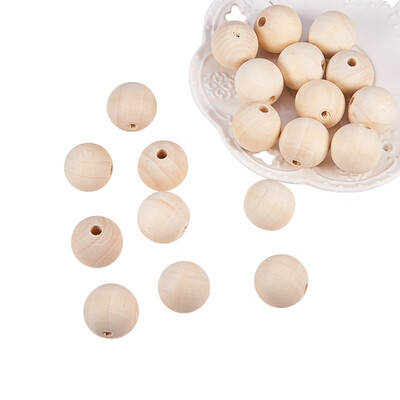 

PH PANDAHALL 100pcs BurlyWood color Vacuum Packing Round Wood Beads Lead Free