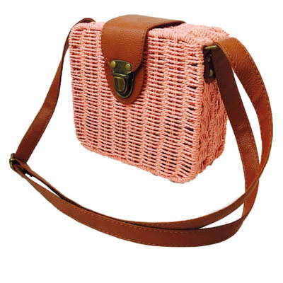 

Fashion Women Flap Straw Bags Summer Beach Style Leather Strap Shoulder Bags For Women Hasp Square Straw Bags Crossbody Bags Hot