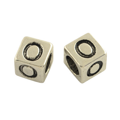 

Tibentan Style Alloy European Beads Cube Lead Free & Cadmium Free Antique Silver LetterO 7x7x7mm Hole 45mm