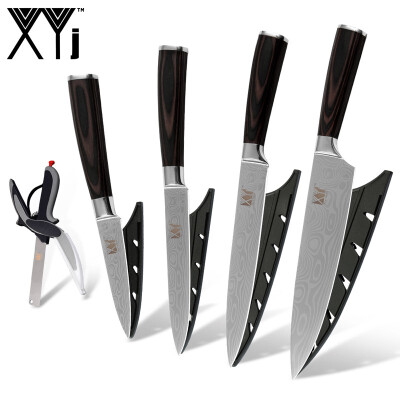 

XYJ Kitchen Scissor Kitchen Tools Stainless Steel Chef Slicing Santoku Fruit Kitchen Knife 5 PCS For Sale