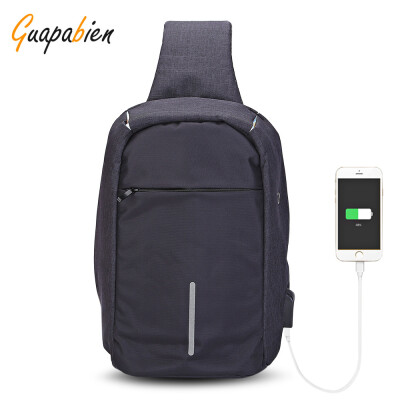 

Guapabien Sling Shoulder Chest Bag for Men with USB Charging Port Headphone Hole