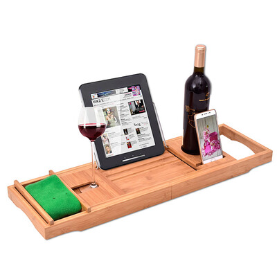 

Bathtub Caddy Tray Bamboo Spa Bathtub Caddy Organizer Serving Tray Book Wine Holder Nonslip Bottom Extendable Sides