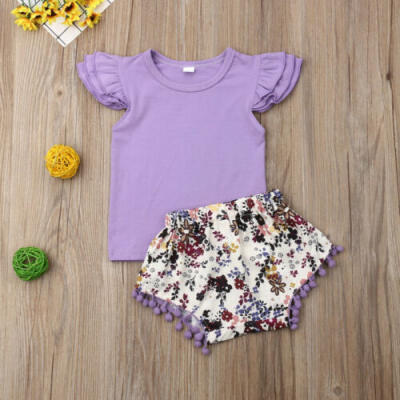 

US Summer Princess Outfits 2pcs Newborn Baby Girl Short Sleeve TopFloral Pants