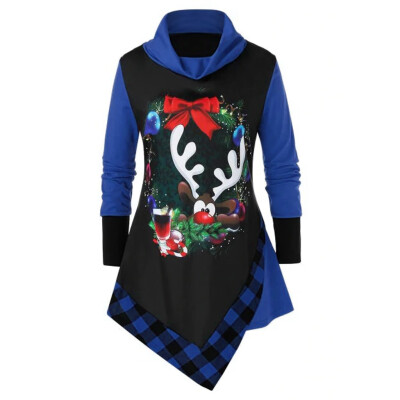 

Tailored Womens Long Sleeve Turleneck Sweatshirts Christmas Funny Printed Irregular Tops