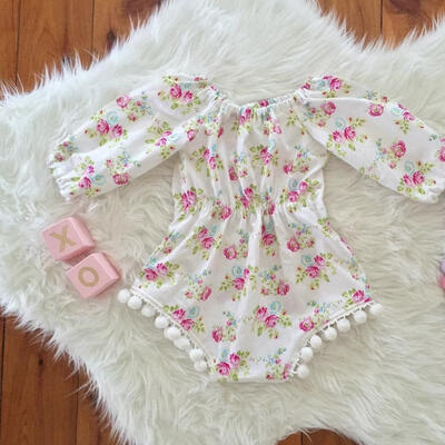 

Newborn Baby Girls Long Sleeve Cotton Romper Jumpsuit Outfits Floral Clothes 0-2T