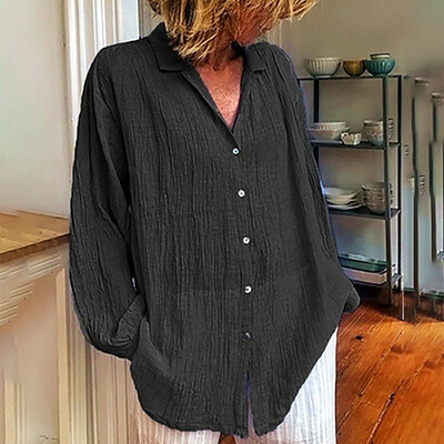 

Starmoon Womens Plus Size Fashion Long Sleeve Solid Color Casual Shirts Tops
