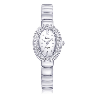 

Personality oval head quartz watch fashion trendy full diamond steel belt watch ladies watch