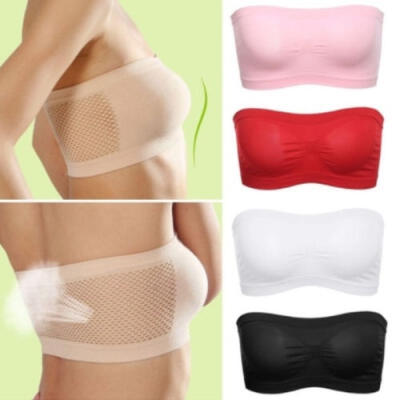 

Women Strapless Breathable Underwear Pure Color Wrapped Chest Top