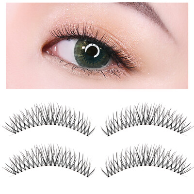 

UPLUS Japanese sharp-pointed air cross-length simulation false eyelashes 4 pairs eyelashes transparent stems natural curling nude makeup