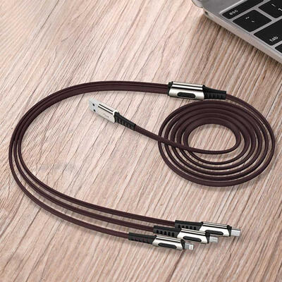 

Rock M8 3 In 1 Charger Cable 36A Fast Multi Charging Braided Cord With Type C Lightning Micro USB For IOS Huawei 12m