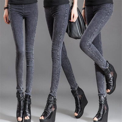 

Joker high-waisted&cashmere jeans womens autumnwinter 2018 short leg pants show thin pencil pants large size pants womens p
