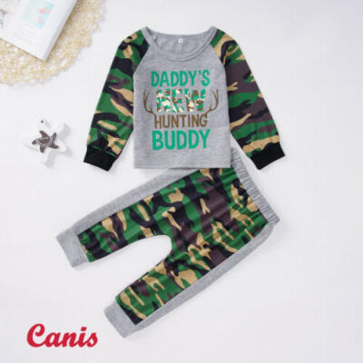 

US Toddler Boy Clothes Camouflage Long Sleeve Tops T-Shirt Pants 2Pcs Outfit Set