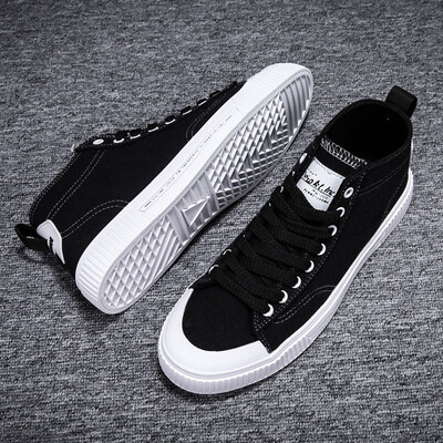 

Canvas shoes Korean version trendy Hong Kong windboard shoes mens high uppers ulzzang shoes mens trendy shoes low uppers i