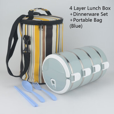 

Natural Nordic Design colorful Portable stainless steel lunch box Bento combination container With Spoons&bag Leakproof box