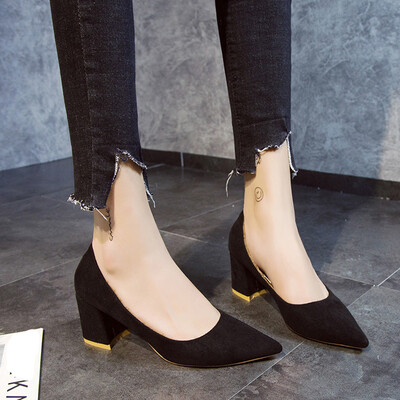 

Rose Fashion Womens Sexy Pumps Pointed Toe Shallow Non-Slip Thick High Heels Shoes